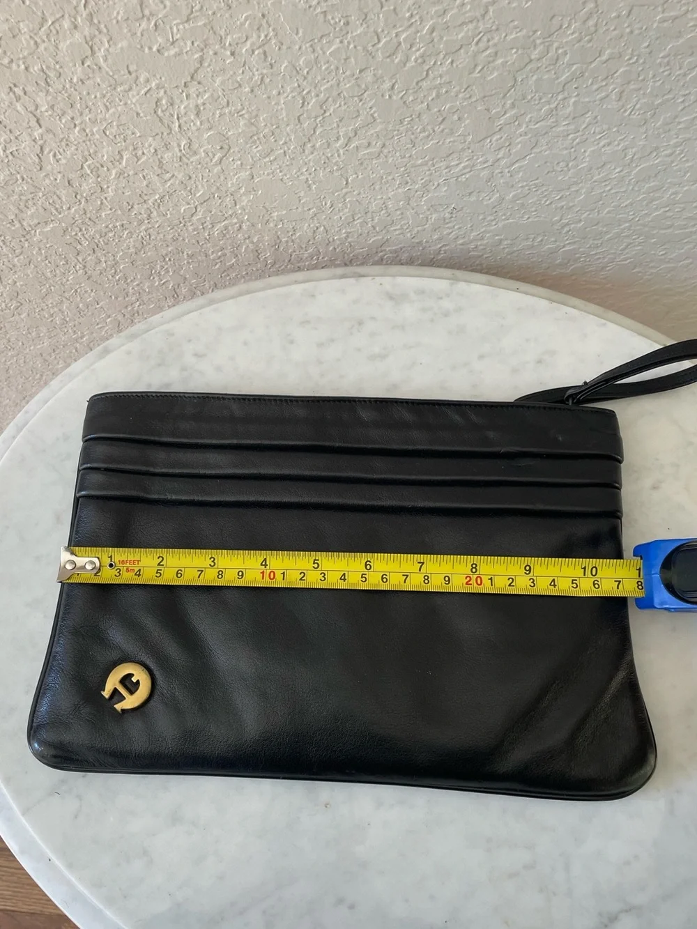 Vintage Etienne Aigner Black Leather XL Clutch